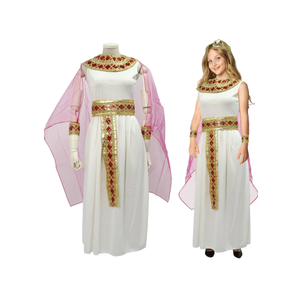 Girls Cleopatra Costume Kids Egyptian Costume Dress Cape Belt Collar Headpiece Wrist Cuffs Egyptian Outfit Large (10-12 years)