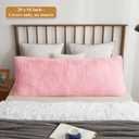 XeGe Cozy Faux Fur Fluffy Long Body Pillow Cover, 20"x54", Light Pink