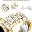 Dsytom Stylish Bands Compatible with Samsung Galaxy Watch 7/6 40mm 44mm, 20mm Bling Metal Replacement Galaxy Watch 7/6 Band 40mm 44mm with Rhinestone Protective Case for Women