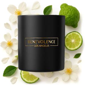 Benevolence LA Bergamot & Jasmine Scented Candle | Soy Candles, Black Candle for Home | Gifts for Women and Men | Home Fragrance | Aromatherapy | 8oz, 45 Hour Burn - Jasmine
