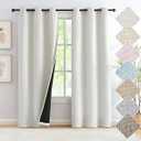White Linen Blackout Curtains for Bedroom Short Thermal Insulated Energy Saving Window Panels Farmhouse Burlap Texture Drapes for Living Room 2 Panels Set Grommet Top 40"x 45"x2