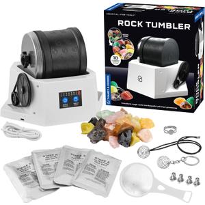 The Thames & Kosmos Rock Tumbler Essential STEM Tool | Durable, Leak-Proof, Noise-Reducing Barrel, Built-in Timer | Polish & Shine Kids Rock Collections, Includes Authentic Specimens & Polishing Grits