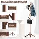 Haddockway Wooden Coat Rack Stand with 8 Hooks New Zealand Pine 3 Adjustable Coat Standing Tree Easy Assembly for Coats, Hats, Scarves and Handbags for Entryway, Hallway, Bedroom, Office (1 PC, Brown)