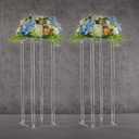 YALLOVE Acrylic Flower Stand, Set of 2 Clear Pedestal, 23.6 Inch Tall Vases for Wedding Event Party Props, Home Decor