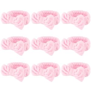 WHAVEL 9 Pack Pink Makeup Headbands for Facial Skincare, Soft Fluffy Headbands for Face Washing, Bachelorette Spa Party Favors (C. Pink)