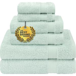 Cotton Paradise 6 Piece Towel Set, 100% Cotton Soft Absorbent Turkish Towels for Bathroom, 2 Bath Towels 2 Hand Towels 2 Washcloths, Mint Towel Set