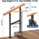 Metal Handrail Wood Grain for Elderly, 2 Step Hand Rails for Outdoor Steps, Outdoor Indoor Stair Handrails Kit, Porch Hand Rails for Concrete Steps