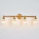 HDDFL Brass Bathroom Light Fixture Modern Bathroom Vanity Lighting 4 Lights Glass Wall Scone for Bedroom Bath Living Room Hallway