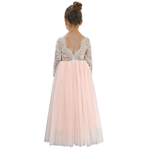 2Bunnies Girl Peony Lace Back A-Line Straight Tutu Tulle Party Flower Girl Dress 140