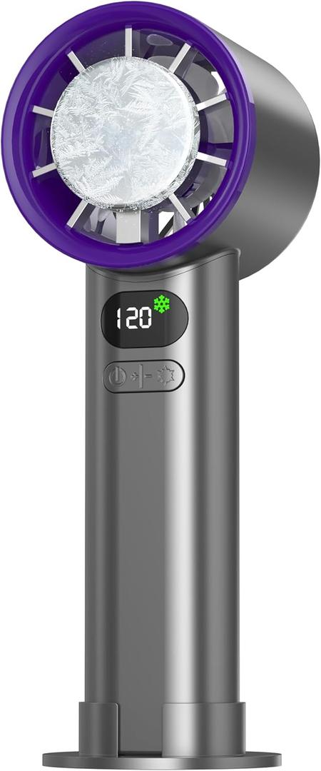Portable Handheld Fan, 120 Speeds Cooling Ice Pad HandFan, Powerful Mini TurboFan 20H Max Cooling Time, 4500mAh Rechargeable, 15000 RPM Hight Speed Personal Travel Essentials for Women Men