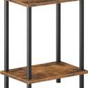 HOOBRO End Table, Small Side Table, Nightstand with 2-Layer Storage Shelves, Sofa Table for Small Spaces, Living Room, Bedroom, Stable Frame, Easy Assembly, Rustic Brown BF09BZ01