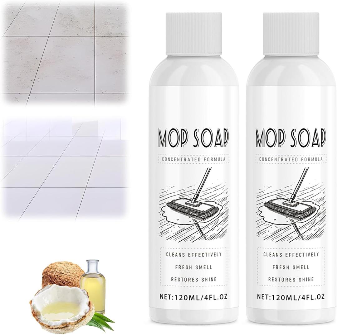 Mteawl Mop Soap for Floor Cleaning, 120ml Scented Mop Cleaner Soap, Scented Mop Soap Household Supplies Cleaner for Home, Kitchen, Floor 2 Pack