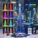 Outdoor Christmas Tree - 7-FT, LED RGB Color Changing, Smart APP Ctrl, IP44 Waterproof, Premium Durable, Multi-Scenario, Compact Carry
