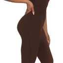 Hafailia Womens Sexy Sleeveless One Piece Jumpsuits Cutout Bodycon High Waisted Club Outfits Catsuits (Brown, L)