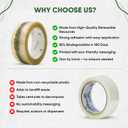 Biodegradable Packing Tape | Plant-Based Cellulose Packaging Tape | Heavy Duty All-Purpose Adhesive for Shipping, Moving, Office, Crafts | Easy-Tear, Low-Noise, Clear - 3pk 1.93 in x 70 yds