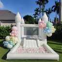 Inflatable White Bounce House for Kids with UL Blower-Portable, Large Ball Pool and Jump Space 3in1 Bouncy Castles A Spacious Joy-Room Bounce House for Kids 3-12 (Oxford material-13' L X 8' W X 8' H)