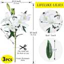 Lily Artificial Flowers Bulk 30 Long Stems 12 Silk Flower Heads Bouquet Wedding Decoration Indoor Home Decor DIY Floral Crafts Table Centerpiece Mothers Day Gift, 3pcs (White)