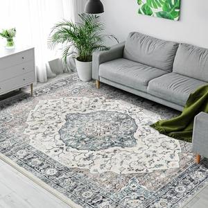 6'x9' Area Rugs for Living Room, Vintage Boho Rug Non-Shedding Carpet Non-Slip Rug Stain Proof Washable Rug for Dining Room Bedroom Entryway Kitchen