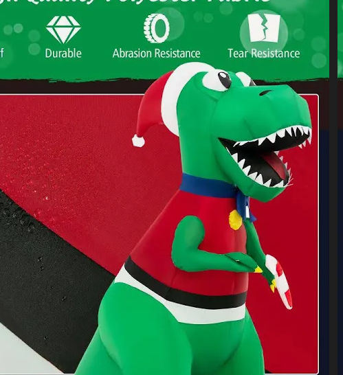  6Ft Christmas Inflatable Dinosaur Indoor & Outdoor Christmas Decoration