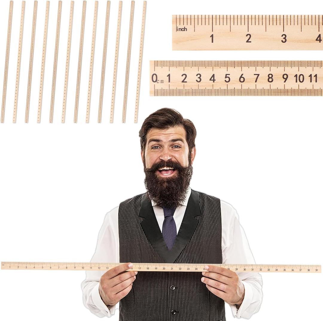 gisgfim 12 Pack 39 Inches Wood Double Sided Meter Stick Yard Stick Wood Economy Meterstick Wooden Ruler 100 Centimeters Measuring Yardstick Bulk School Classroom Home Office Kid Measuring Tailor Craft