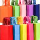 Suwimut 100 Pieces Small Paper Gift Bags with Handles, 5.1x3.25x8.27 Inch Kraft Paper Party Favor Bags Bulk Goodie Bag for Kids Birthday, Baby Shower, Crafts, Wedding, Party Supplies (10 Colors)