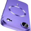 Magnetic for iPhone Air Case, Compatible with MagSafe, Built-in Camera Lens Protector, Slim Thin Soft Silicone Bumper Shockproof Metallic Luster Phone Case for iPhone 17 Air (Purple)