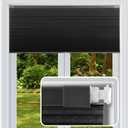 Cordless Cellular Shades, No Drill No Tools Light Filtering Honeycomb Shades, Pleated Blinds for Windows, Easy to Install, Black 43" W x 64" H