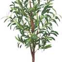 Artificial Olive Tree, 4FT Tall Faux Olive Trees 48in Outdoor Fake Potted Silk Plant with Trunk and Realistic 436 Leaves and 16 Fruits for Modern Office Home Decor, 1 P ack