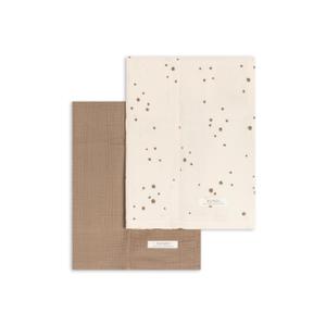 Colored Organics Baby 2 Pack Organic Cotton Burp Cloths Set - Ace Polka + Taupe Muslin