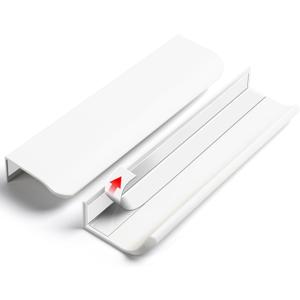 BaiNong 5 Pack 6 inch self Adhesive Cabinet Handles Warm White Adhesive Cabinet Pulls Drawer Edge pulls Stick on Handles for Cabinet Finger Pulls for Concealed Drawer Handles Flat