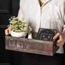 TIMRIS Farmhouse Distressed Wooden Storage Box, Rustic Bathroom Decor Box, Decorative Toilet Tank Basket Nice Butt, Solid Reclaimed Wood Organizer Box with Handles (Random)