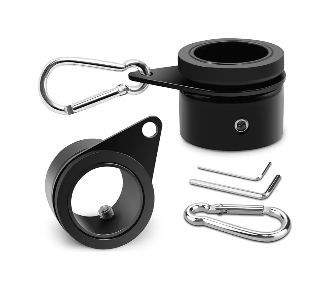Flag Pole Rings, Aluminum Alloy Flagpole Rings 360° Rotating Anti Wrap Flag Mounting Ring, Spinning Flag Pole Clips with Carabiner for 0.75-1.02 Inch Diameter- Pack of 2 (Black)