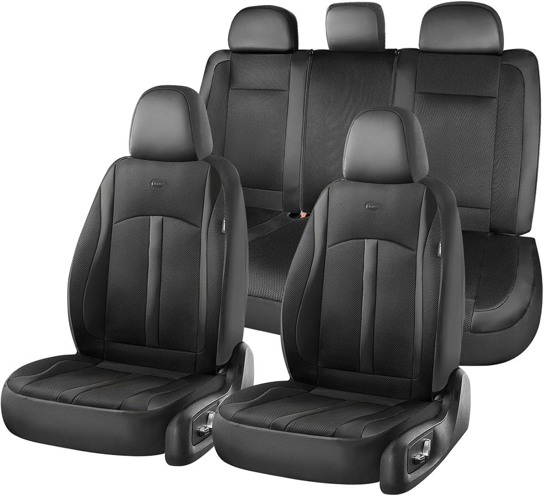 FLORICH Car Seat Covers, Breathable Mesh Automotive Seat Cover Full Sets, Front Seat Covers and Back Seat Cover Universal Car Interior Protectors Cushion for Most Cars&SUV-Black