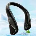 Neck Fan, Bladeless Neck Fan with 5000mAh Rechargeable Battery, Low Noise, Non-Slip Design, 3-Speed & 360 Adjustable Angle, Personal Hands Free Fan for Travel Camp Outdoor Indoor(Black)