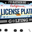I'd Rather Be Golfing License Plate Frame Funny Golf License Plate Frames for Car Decorative Parts Stainless Steel License Plate for Standard Us Canada License Plate Holder Unisex 12x6 Inch