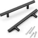 KNOBWELL 14 Pack 4 Inch Matte Black Kitchen Cabinet Handles Cabinet Pulls, Drawer Pulls Dresser Handles Square, Closet Pulls 4" Stainless Steel