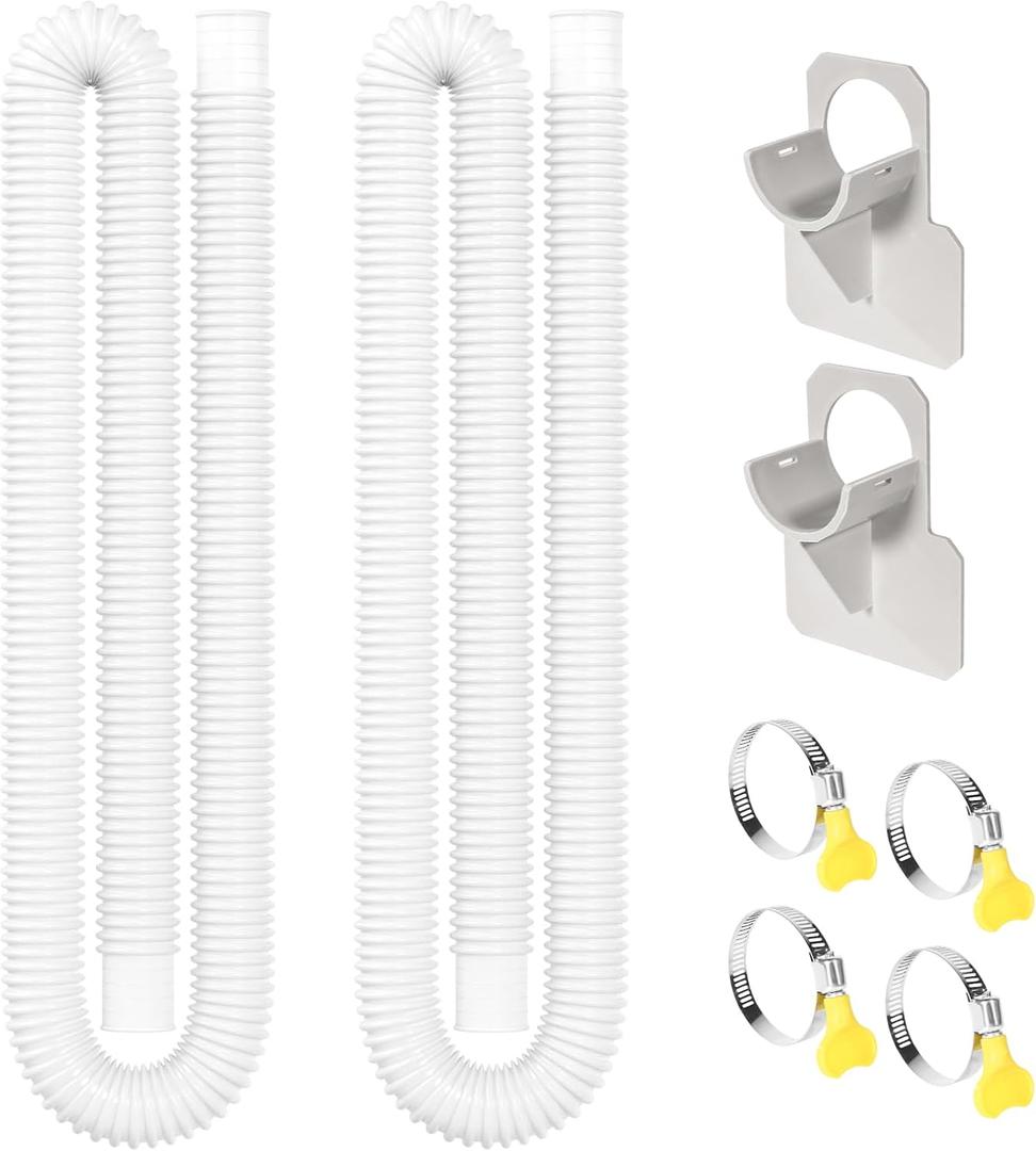Pool Hoses for Above Ground Pool, 2 PACK 1.25 Inch Pool Filter Hose Accessory Bump Replacement Hose 59 Inch Long with 2 Holders and 4 Clamps