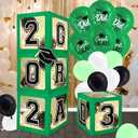 DAZONGE Graduation Party Decorations 2023 - Set of 4 Green Balloon Boxes with 40 Latex Graduation Balloons & 4 LED Light Strings - So Proud of You Graduation Decorations for Any Grades Ceremony