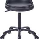 Rolling Salon Stool Chair with Back Support Hydaulic Height Adjustable on Swivel Wheels Heavy Duty for Hair Cutting Esthetician Tatto Beauty Spa Bar Lab Clinic Kitchen Office Home (Black)