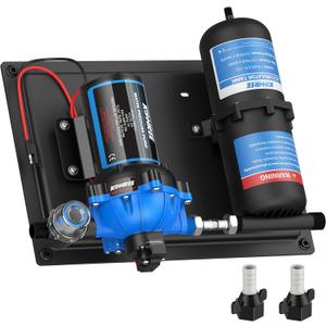 Kohree RV Water Pump 12V DC 7GPM 70PSI and 1L 125PSI Pre-Pressurized Accumulator Tank, Quiet RV Water Pump and Accumulator Tank System for RV Camping, Boat, Kitchen, Bathroom