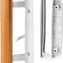 Prime-Line C 1204 Sliding Glass Door Handle Set  Replace Old or Damaged Door Handles Quickly and Easily  White Diecast, Mortise/Hook Style, Fits 3-15/16 In. Hole Spacing (1 Set)