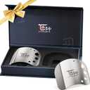 Finger Guards for Cutting Food, Protects Womens Fingers and Nails, Ideal Gift for Her, Mom or Wife, 2 Stainless Steel Finger Protectors with Herb Stripper, Adjustable Size (Silver)