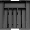 silverware drawer organizer, expandable silverware storage, utensil organizer, durable plastic cutlery storage box for forks, spoons, and knives - kitchen essentials for new home (black)