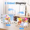 Acrylic Picture Frames 3 Pack, 46 In Magnetic Picture Photo Frames, Clear Frameless Photo Display Freestanding,Double Sided Picture Frame Gift for Desk Desktop Home Office Decor,UV Protection
