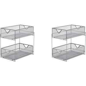 Mind Reader, Supply Storage, Makeup Accessory Organizer, 12 x 8 x 12, Silver (Pack of 2)
