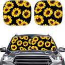 Yellow Sunflower Car Windshield Sun Shade Universal Fit Car Front Window for Trucks SUV Van Sunshade Visor Auto Vehicle Shield Reflector Blocking Screen Cover Pack of 2