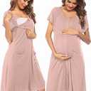 Ekouaer 3 in 1 Labor/Delivery/Hospital Gown Nursing Dress Maternity Nightgown Sleepwear for Breastfeeding with Button S-XXL (Dirty Pink, XXL)