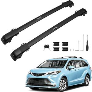 Powerty 268LBS Roof Rack Cross Bars for 2021-2026 Toyota Sienna Accessories with Raised Side Rails, Lockable Aluminum Roof Crossbars Rooftop Heavy Duty Luggage Racks Carrier for Sienna