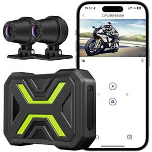 Motorcycle Dash Cam, 1080p + 1080p Front and Rear Dash Cam for Motorcycle, Wide Angle, Night Vision, App Connect, Ip67 Waterproof, Loop Recording, Max Support 128 GB