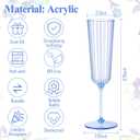 48 Pack Plastic Champagne Glasses Blue Unbreakable Ribbed Champagne Flutes Detachable 5.5 Oz Disposable Stemware Glasses Wine Toasting Cups for Wedding Bridal Shower Gifts Bridal Shower Housewarming